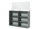 USM Haller Counter L mit Security Screen, Mittelgrau RAL 7005