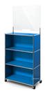 USM Haller Counter M mit Security Screen, Enzianblau RAL 5010, Mit Rollen