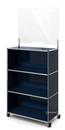 USM Haller Counter M mit Security Screen, Stahlblau RAL 5011, Mit Rollen