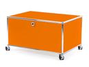 USM Haller Druckercontainer, 75 cm, Reinorange RAL 2004, Mit Rollen