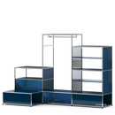 USM Haller E Garderobe XL mit Beleuchtung, Stahlblau RAL 5011