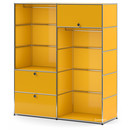 USM Haller Garderobe L mit 2 Kleiderstangen, Goldgelb RAL 1004