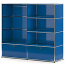 USM Haller Garderobe L mit Kleiderstange, Enzianblau RAL 5010