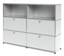 USM Haller Highboard L mit 4 Klappen, USM mattsilber