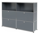 USM Haller Highboard L mit 4 Klappen, Mittelgrau RAL 7005