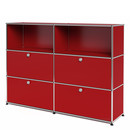 USM Haller Highboard L mit 4 Klappen, USM rubinrot