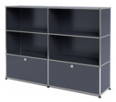 USM Haller Highboard L, individualisierbar, Anthrazitgrau RAL 7016, Offen, Offen, Mit 2 Klappen