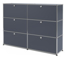 USM Haller Highboard L, individualisierbar, Anthrazitgrau RAL 7016, Mit 2 Klappen, Mit 2 Klappen, Mit 2 Klappen