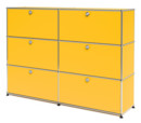 USM Haller Highboard L, individualisierbar, Goldgelb RAL 1004, Mit 2 Klappen, Mit 2 Klappen, Mit 2 Klappen