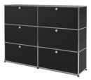 USM Haller Highboard L, individualisierbar, Graphitschwarz RAL 9011, Mit 2 Klappen, Mit 2 Klappen, Mit 2 Klappen