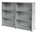 USM Haller Highboard L, individualisierbar, Lichtgrau RAL 7035, Offen, Offen, Offen