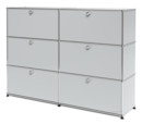 USM Haller Highboard L, individualisierbar, Lichtgrau RAL 7035, Mit 2 Klappen, Mit 2 Klappen, Mit 2 Klappen