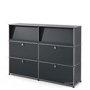 USM Haller Highboard L mit Schrägtablaren, Anthrazitgrau RAL 7016