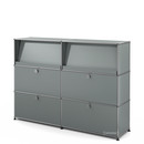 USM Haller Highboard L mit Schrägtablaren, Mittelgrau RAL 7005