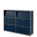 USM Haller Highboard L mit Schrägtablaren, Stahlblau RAL 5011