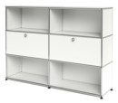 USM Haller Highboard L, individualisierbar, Reinweiß RAL 9010, Offen, Mit 2 Klappen, Offen