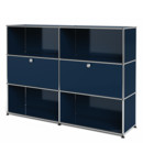 USM Haller Highboard L, individualisierbar, Stahlblau RAL 5011, Offen, Mit 2 Klappen, Offen