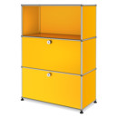 USM Haller Highboard M, individualisierbar, Goldgelb RAL 1004, Offen, Mit Klappe, Mit Klappe