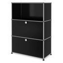 USM Haller Highboard M, individualisierbar, Graphitschwarz RAL 9011, Offen, Mit Klappe, Mit Klappe