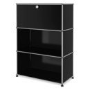 USM Haller Highboard M, individualisierbar, Graphitschwarz RAL 9011, Mit Klappe, Offen, Offen