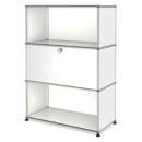 USM Haller Highboard M, individualisierbar, Reinweiß RAL 9010, Offen, Mit Klappe, Offen