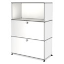 USM Haller Highboard M, individualisierbar, Reinweiß RAL 9010, Offen, Mit Klappe, Mit Klappe