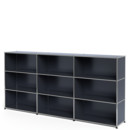 USM Haller Highboard XL, individualisierbar, Anthrazitgrau RAL 7016, Offen, Offen, Offen