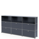 USM Haller Highboard XL, individualisierbar, Anthrazitgrau RAL 7016, Offen, Mit 3 Klappen, Mit 3 Klappen