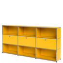 USM Haller Highboard XL, individualisierbar, Goldgelb RAL 1004, Offen, Mit 3 Klappen, Offen