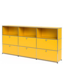 USM Haller Highboard XL, individualisierbar, Goldgelb RAL 1004, Offen, Mit 3 Klappen, Mit 3 Klappen