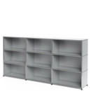 USM Haller Highboard XL, individualisierbar, Lichtgrau RAL 7035, Offen, Offen, Offen