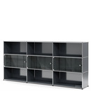 USM Haller Highboard XL mit 3 Glastüren, mit Schlossgriff, Anthrazitgrau RAL 7016