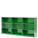 USM Haller Highboard XL mit 3 Glastüren, mit Schlossgriff, USM grün