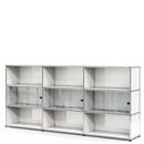 USM Haller Highboard XL mit 3 Glastüren, mit Schlossgriff, Reinweiß RAL 9010