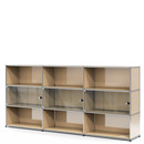 USM Haller Highboard XL mit 3 Glastüren, ohne Schloss, USM beige