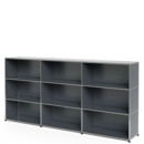 USM Haller Highboard XL, individualisierbar, Mittelgrau RAL 7005, Offen, Offen, Offen