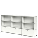 USM Haller Highboard XL, individualisierbar, Reinweiß RAL 9010, Offen, Offen, Mit 3 Klappen