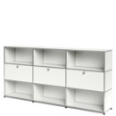 USM Haller Highboard XL, individualisierbar, Reinweiß RAL 9010, Offen, Mit 3 Klappen, Offen