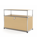 USM Haller Lowboard M mit Aufbau, individualisierbar, USM beige, mit Klappe, Ohne Kabeldurchlass