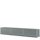 USM Haller Lowboard XL, individualisierbar, Mittelgrau RAL 7005, Mit 3 Klappen, 35 cm