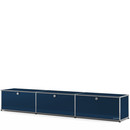 USM Haller Lowboard XL, individualisierbar, Stahlblau RAL 5011, Mit 3 Klappen, 35 cm