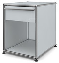 USM Haller Nachttisch mit Schublade, USM mattsilber, Groß (H 54 x B 42,5 x T 53 cm)