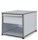 USM Haller Nachttisch mit Schublade, USM mattsilber, Klein (H 39 x B 42,5 x T 53 cm)