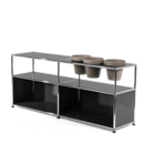 USM Haller Pflanzenwelten Sideboard, Anthrazitgrau RAL 7016, Offen, Mit 3 Töpfen rechts, Basalt