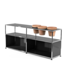 USM Haller Pflanzenwelten Sideboard, Anthrazitgrau RAL 7016, Offen, Mit 3 Töpfen rechts, Terrakotta