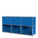 USM Haller Sideboard 50, individualisierbar, Enzianblau RAL 5010, Mit 3 Klappen, Offen