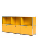 USM Haller Sideboard 50, individualisierbar, Goldgelb RAL 1004, Offen, Mit 3 Klappen