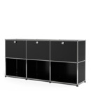 USM Haller Sideboard 50, individualisierbar, Graphitschwarz RAL 9011, Mit 3 Klappen, Offen