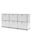 USM Haller Sideboard 50, individualisierbar, USM mattsilber, Mit 3 Klappen, Mit 3 Klappen