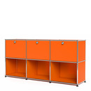 USM Haller Sideboard 50, individualisierbar, Reinorange RAL 2004, Mit 3 Klappen, Offen